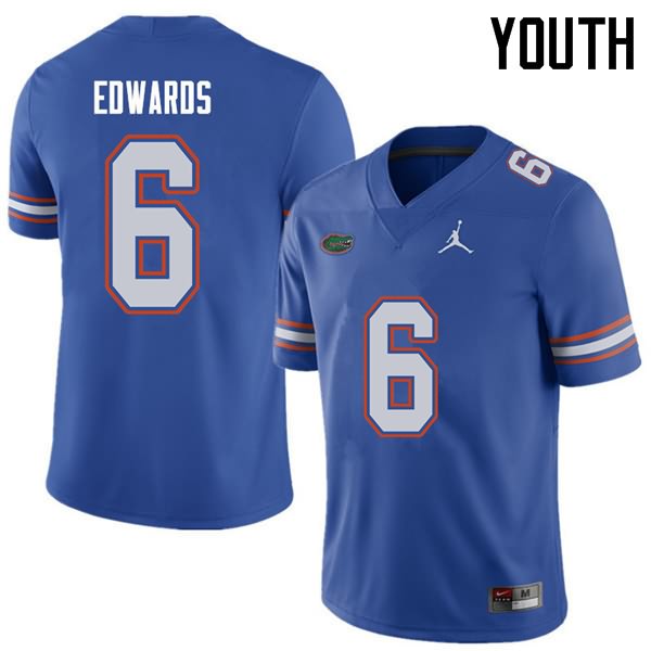 NCAA Florida Gators Brian Edwards Youth #6 Jordan Brand Royal Stitched Authentic College Football Jersey PHJ4264UK